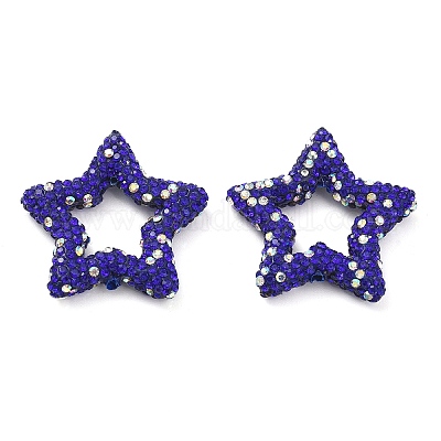 Звездообразные полимерные глиняные бусины со стразами CLAY-NH0001-06D-1