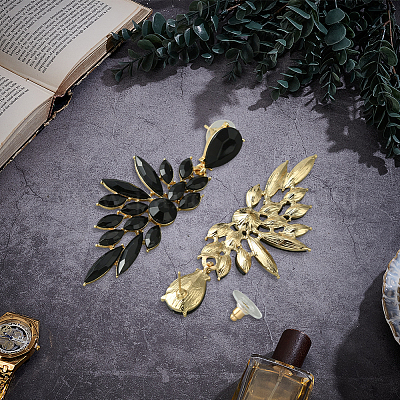 3 пара двухцветных сережек-гвоздиков в форме крыльев из смолы EJEW-GO0003-24-1