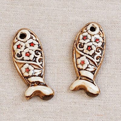 Ручной работы фарфора большие кулоны&nbsp;PORC-Z003-01B-1