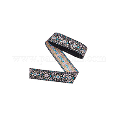 10 ярд полиэфирной жаккардовой ленты в этническом стиле с цветком OCOR-WH0078-185B-1