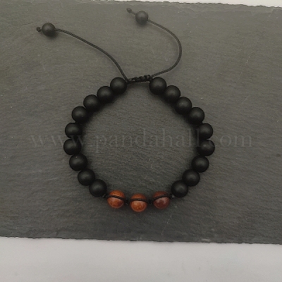 Браслет из натуральных гранатовых бусин с матовым камнем 8 мм ZJ6492-3-1