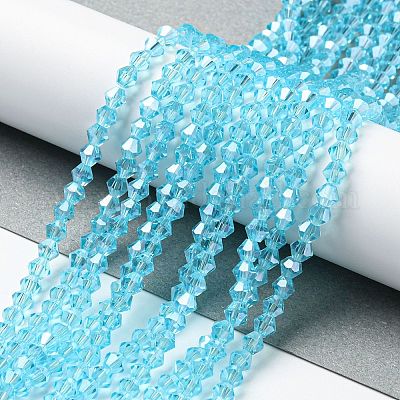 Прозрачные стеклянные бусины гальваническим пряди GLAA-F029-4mm-C20-1