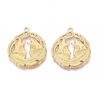 Подвески из нержавеющей стали 304 с изображением воющего волка STAS-T067-36G-1