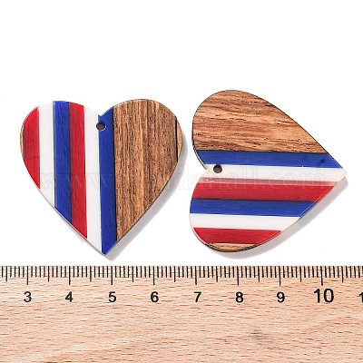 Подвески из непрозрачной полосатой смолы и орехового дерева в честь Дня независимости RESI-U010-02T-1