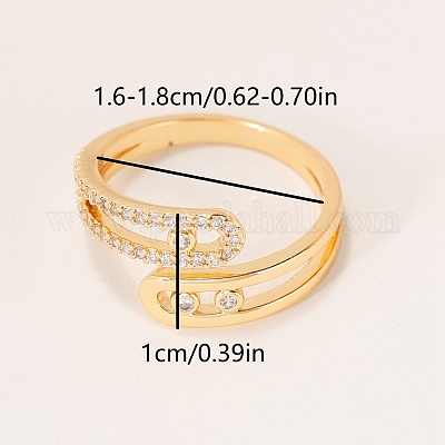 Латунные кольца-манжеты с микропаве и прозрачным цирконием для женщин NQ2176-2-1