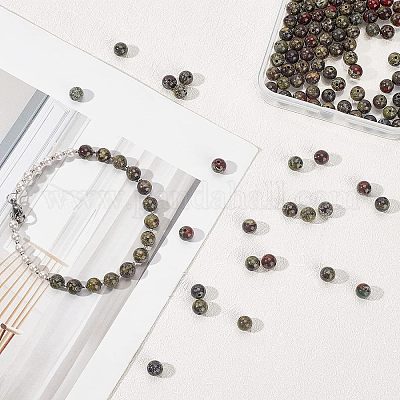 Натуральный дракон нити яшма кровь шарик G-OC0001-18-6mm-1