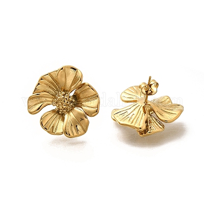 Серьги-гвоздики из нержавеющей стали 304 EJEW-H146-01G-1