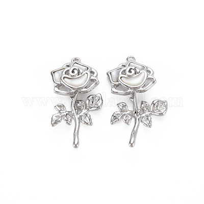 Латунные перламутровые подвески с белыми ракушками KK-S364-237P-1