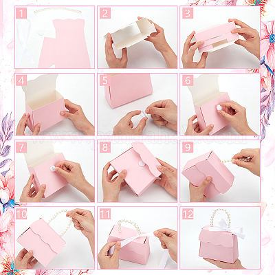 Подарочная коробка из бумаги трапециевидной формы с пластиковыми ручками под жемчуг CON-WH0092-65B-1