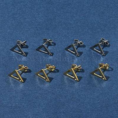 16 шт. 2 цвета 201 нержавеющая сталь фурнитура для сережек-гвоздиков с отверстием EJEW-FS0001-17-1