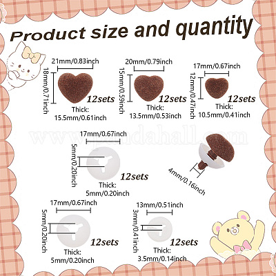 36 набор из 3-х видов сердечек с флокированными и пластиковыми носами для поделок FIND-GO0002-16A-1