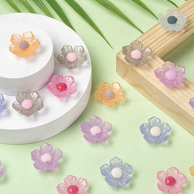 30шт 6 цвета прозрачные кабошоны из смолы RESI-CJ0001-239-1