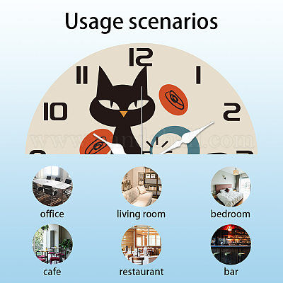 Настенные часы с принтом из мдф HJEW-WH0058-034-1