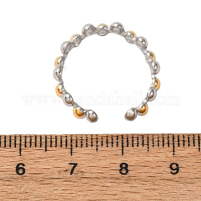 Двухцветные манжетные кольца из нержавеющей стали 304 RJEW-S635-01GP-S-1