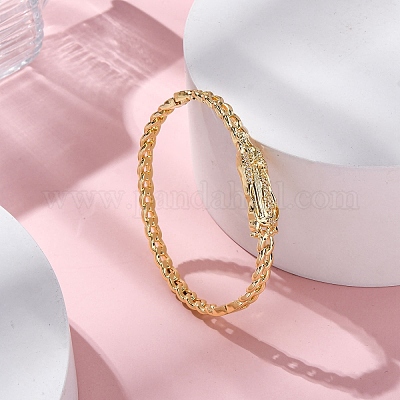 Браслеты с подвесками из латуни с микропаве из кубического циркония BJEW-H624-04G-1