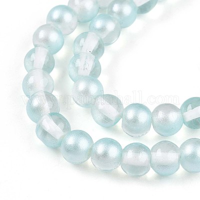 Запекание окрашенные прозрачные стеклянные бусины нити DGLA-N011-6mm-05-1