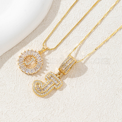 2 шт. 2 стиля латунный комплект из подвески с инициалами из прозрачного кубического циркония FS-WGBC393-10-1