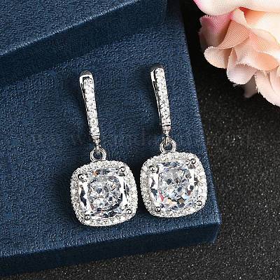 925 серьги-кольца из стерлингового серебра с микропаве из кубических цирконий EJEW-F371-01A-01-1