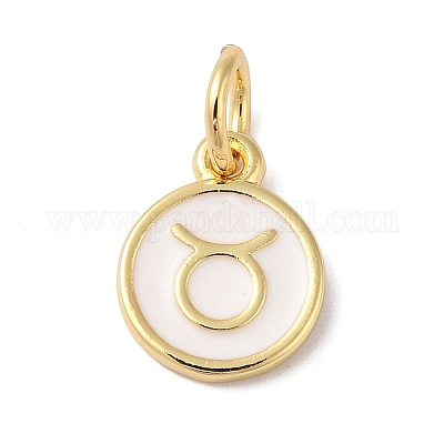 Настоящие 18-каратные позолоченные латунные эмалевые подвески KK-L216-001G-D02-1