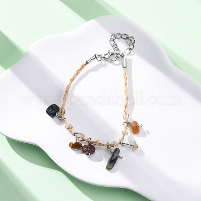 12шт 12 цвета браслеты с подвесками из натуральных и синтетических драгоценных камней для мужчин и женщин BJEW-G743-03-1