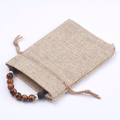 Эластичные браслеты из натурального вулканического камня и драгоценных камней BJEW-JB03634-1