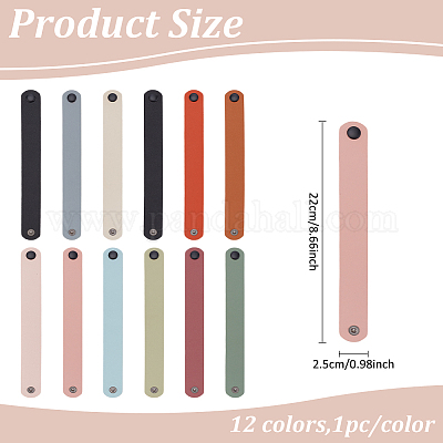 12 шт. 12 цвета плоские браслеты из искусственной кожи для женщин и мужчин BJEW-AN0001-83-1