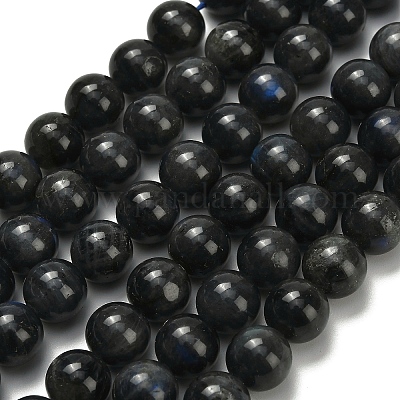 Натуральные черные лабрадоритные бусинки G-L642-B15-10mm-1