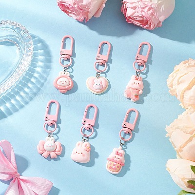 Подвесные украшения в виде кролика из непрозрачной смолы HJEW-JM03351-1