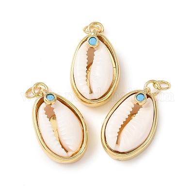 Подвески из натуральной каури KK-C143-40B-G-1