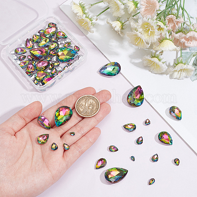 94 шт. 6 стильных стеклянных кабошона со стразами GLAA-FG0001-15-1