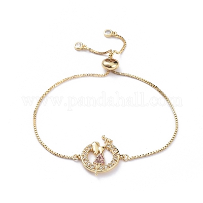 Регулируемые латунные браслеты-слайдеры из циркония X-BJEW-JB04982-06-1