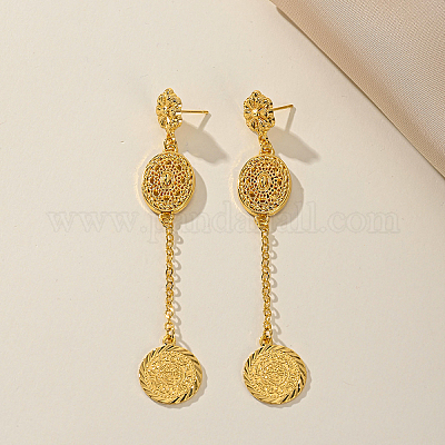 Полые серьги-гвоздики с кисточками из латуни в форме цветка VS6437-1