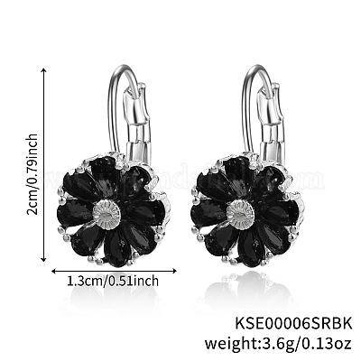 Серьги-кольца из латуни с цветком JJ3056-7-1