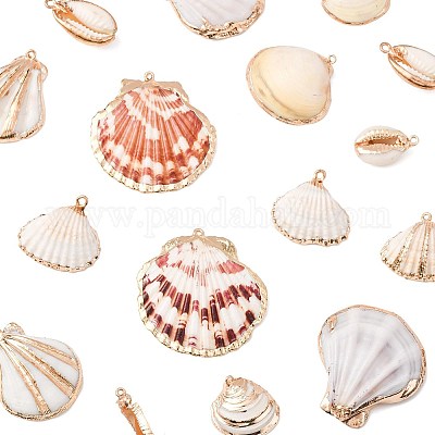 20 шт. 9 стиля подвески из натуральных ракушек с гальваническим покрытием SSHEL-FS0001-12-1