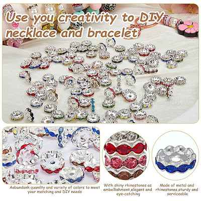 120 шт. Латунные бусины со стразами FIND-SZ0003-70C-1