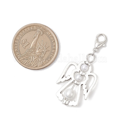 Подвеска в виде ангела из сплава и стекла с жемчугом HJEW-JM03491-1