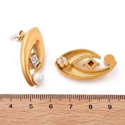 Серьги-гвоздики с ракушечным жемчугом из нержавеющей стали 304 EJEW-U051-08G-1