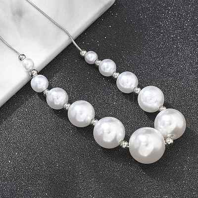 Круглые пластиковые серьги-гвоздики и ожерелья с имитацией жемчуга SJEW-Q001-01P-1