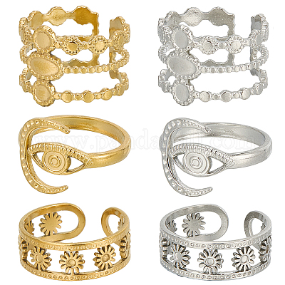 12 шт. 6 стиля фурнитуры для открытых манжет из нержавеющей стали 304 STAS-SC0007-90-1