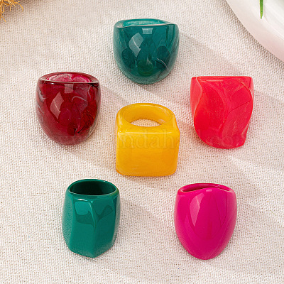 Набор из 6 акрилового кольца для пальцев FS-WG1DE8F-01-1