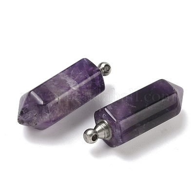 Кулоны для бутылочек с натуральным аметистом G-H332-09P-03-1