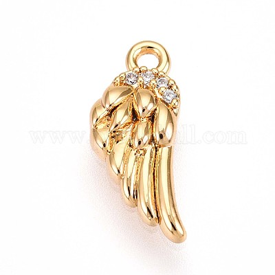 Латунные микропаве прозрачные подвески с фианитом KK-T075-18G-1