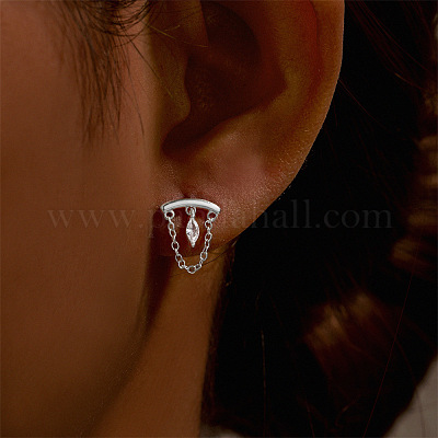 Серьги-гвоздики Horse Eye 925 из стерлингового серебра с микропаве из прозрачного кубического циркония с цепочкой FS-WGA2317-02-1