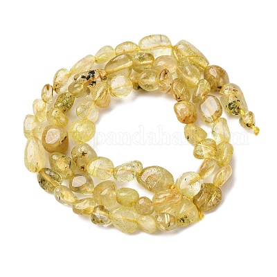 Нити бусин из натурального золота с рутилированным кварцем G-K395-A09-01-1