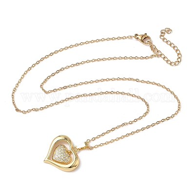 Женские цепочки с подвеской в виде сердца из латуни NJEW-D341-03G-1