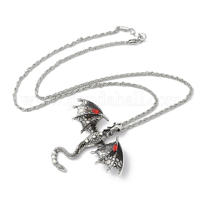 Ожерелья с подвеской в виде дракона из сплава эмали NJEW-V005-01AS-02-1