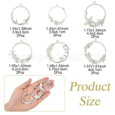 12 шт. 6 стиля сплава подвески с открытой задней панелью FIND-YW0007-36-1