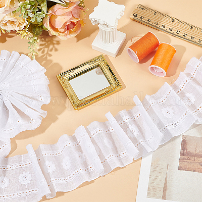 Хлопковый цветочный узор с вышивкой кружевной лентой OCOR-WH0078-166-1