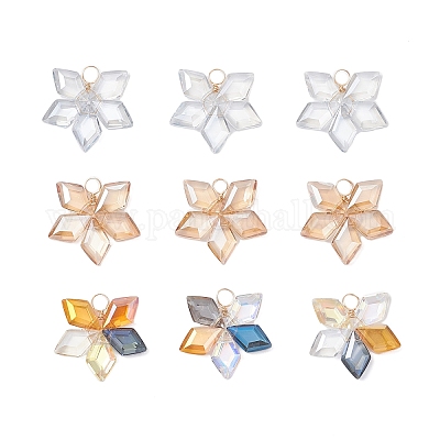 9 шт. 3-цветные подвески из гальванизированного стекла в форме ромба PALLOY-JF04507-1