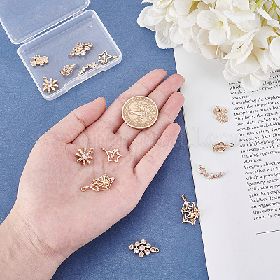 14шт 7 стиля латунные микропаве прозрачные подвески с кубическим цирконием ZIRC-GA0001-07-1